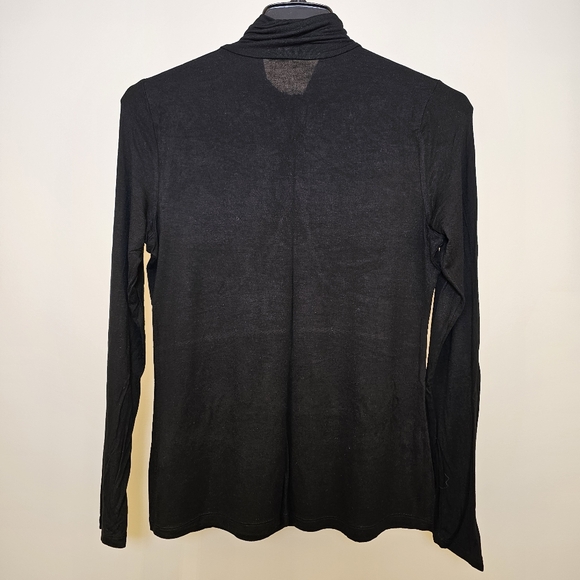 Cable & Gauge black stretch reverse knit viscose long sleeve top size L US - Picture 4 of 6